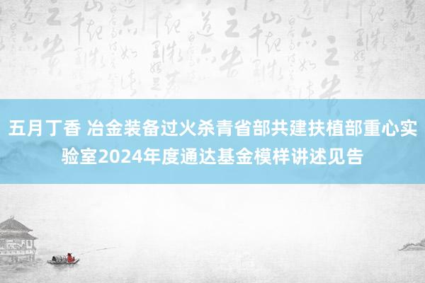 五月丁香 冶金装备过火杀青省部共建扶植部重心实验室2024年度通达基金模样讲述见告